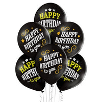 Palloncini Neri in Lattice Happy Birthday to You (50 pz) 30 cm Nero