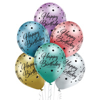 Palloncini Multicolor Cromati in Lattice Happy Birthday (50 pz) 30 cm