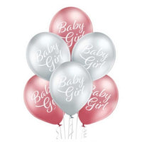 Palloncini Rosa/Argento Cromati Baby Girl (50 pz) Lattice 30 cm