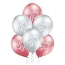 Palloncini Rosa/Argento Cromati Baby Girl (50 pz) Lattice 30 cm