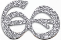 Occhiali Party Numero 60 Glitter Silver Plastica 15 cm