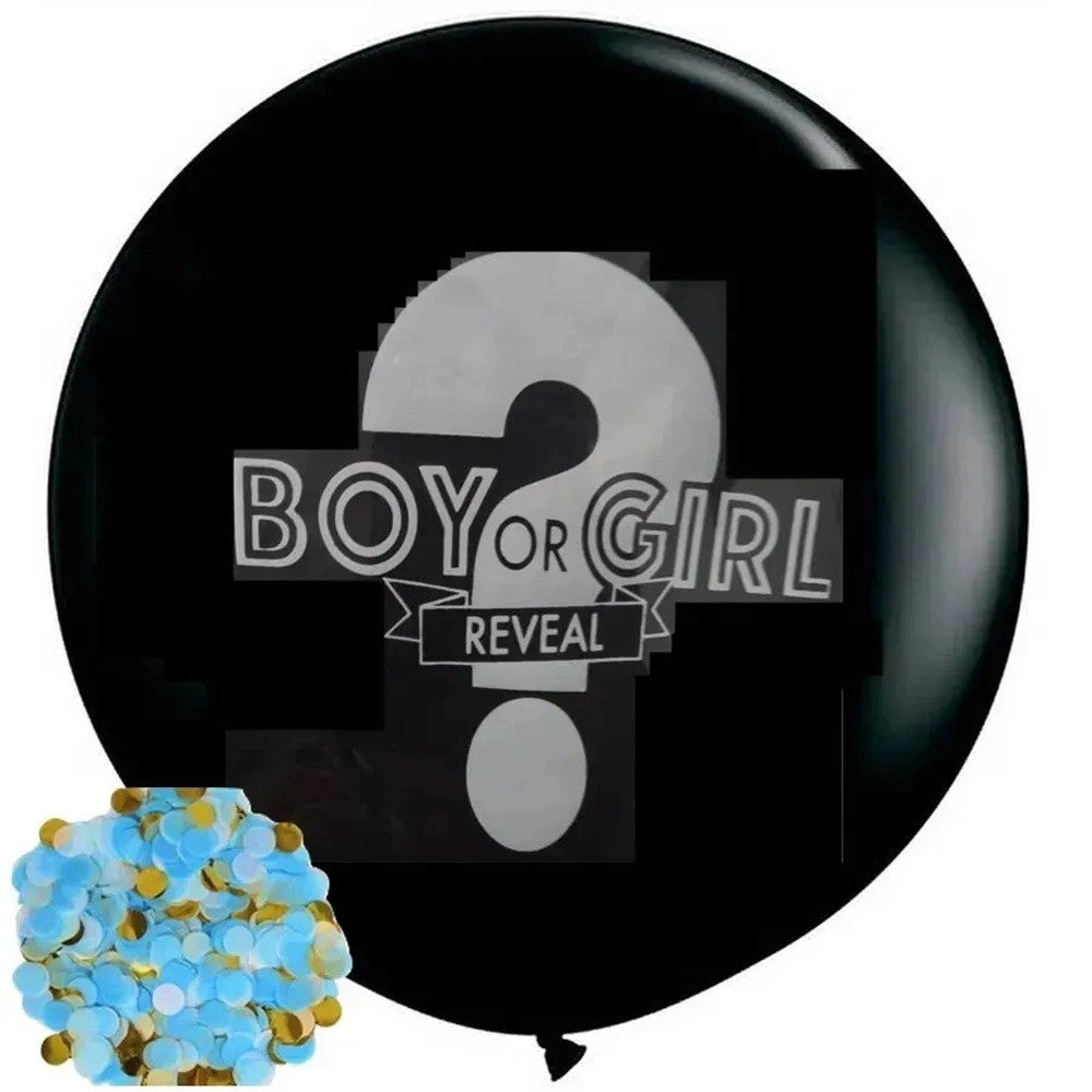 Pallone Gigante 36" Nero - Boy (Coriandoli Celesti)