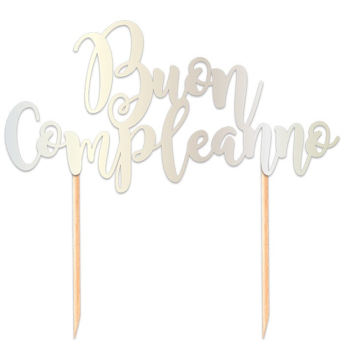 Cake Topper Buon Compleanno Silver