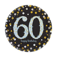 Piatti Neri 60 Anni 23 cm (8 pz) Carta