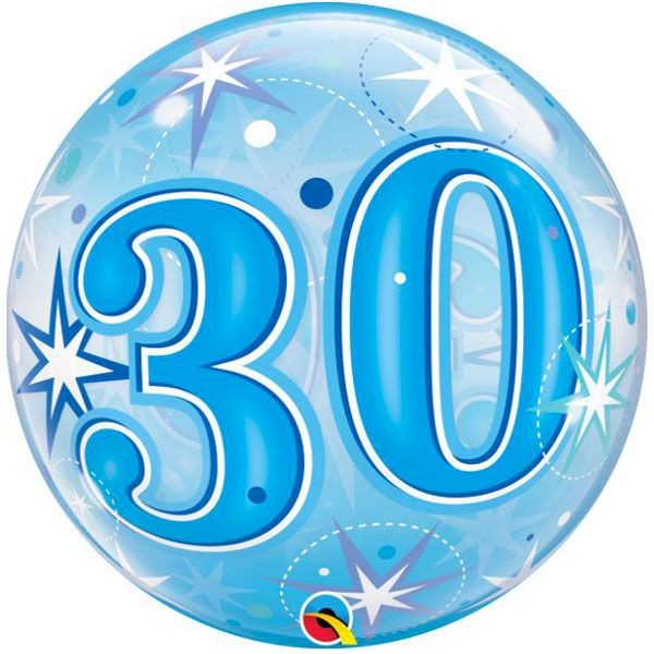 Palloncino Bubble Numero 30 Celeste
