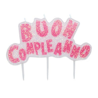 Candelina Picks Buon Complenno Rosa 15 x 10 cm