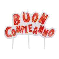 Candelina Picks Buon Complenno Rossa 15 x 10 cm Rosso