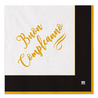 Tovaglioli Buon Compleanno Chic Nero (20 pz) Carta 33 x 33 cm