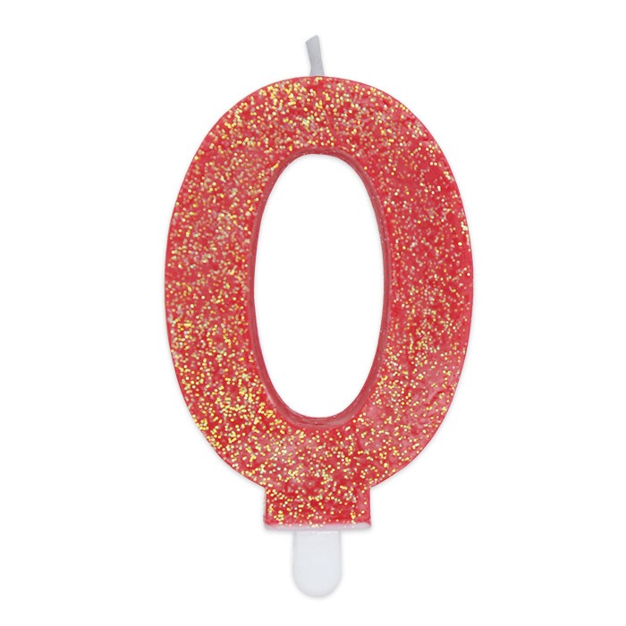 Candelina Sweety Rosso Glitter Numero 0