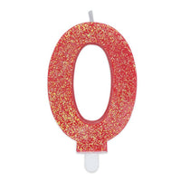 Candelina Sweety Rosso Glitter Numero 0 9 cm