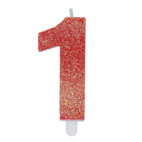 Candelina Sweety Rosso Glitter Numero 1 9 cm