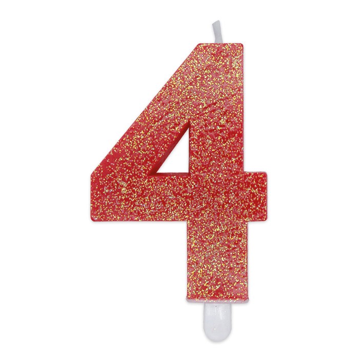 Candelina Sweety Rosso Glitter Numero 4