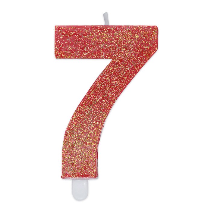 Candelina Sweety Rosso Glitter Numero 7