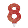 Candelina Sweety Rosso Glitter Numero 8 9 cm