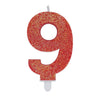 Candelina Sweety Rosso Glitter Numero 9 9 cm