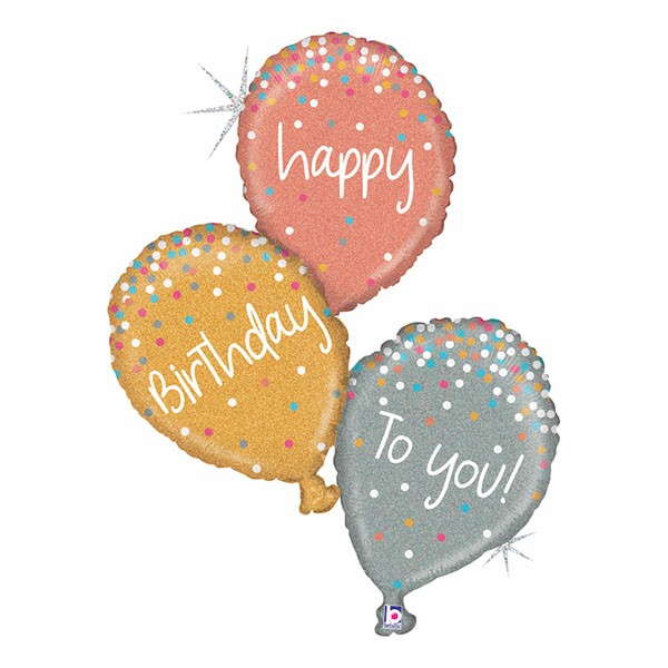 Tris Palloncini Olografici Happy Birthday To You 40"