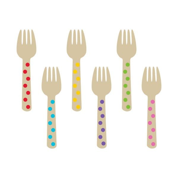Forchettine in  Legno Pois Multicolor (12 pz)