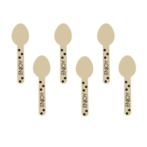Cucchiaini in Legno Pois Neri (12 pz)