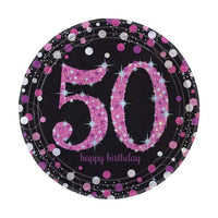 Piatti Fucsia Glitter 50 Anni (8 pz) Carta 23 cm