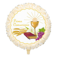 Palloncino Tondo Prima Comunione 18" Mylar 45 cm Bianco