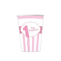 Bicchieri 1° Compleanno Rosa (8pz) Carta