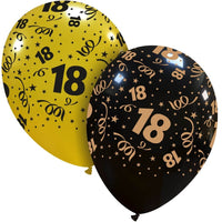 Palloncini in Lattice 18 Anni Oro e Nero (10 pz) 33 cm