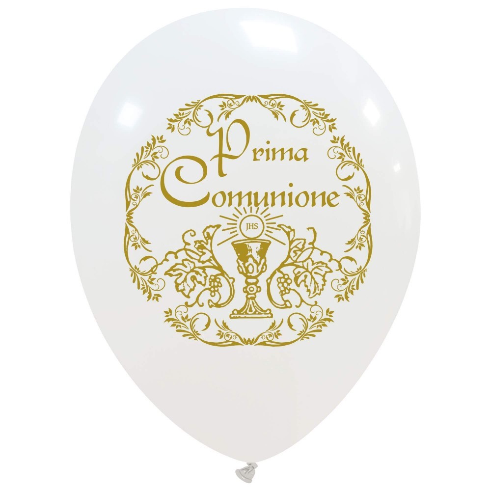 Palloncini in Lattice 13" Comunione Bianco/Oro (10 pz)
