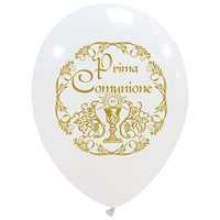 Palloncini in Lattice 13" Comunione Bianco/Oro (10 pz) 33 cm