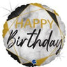 Palloncino Mylar Tondo Happy Birthday Nero/Oro
