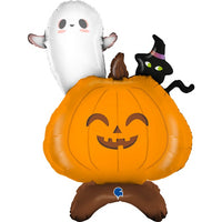 Palloncino Zucca con Fantasmino e Gatto Halloween Mylar 76 cm