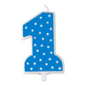 Candelina Pois Blu Numero 1 11 cm