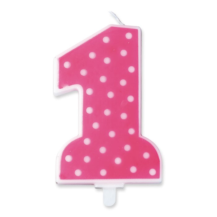 Candelina Pois Rosa Numero 1