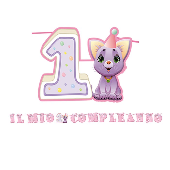 Festone Maxi 1 Compleanno Rosa
