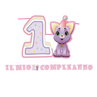 Festone Maxi 1 Compleanno Rosa Gattina