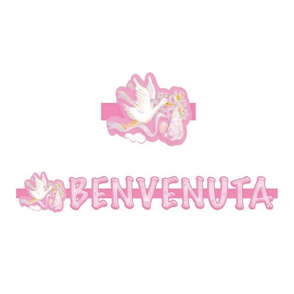 Festone Maxi Benevnuta Rosa