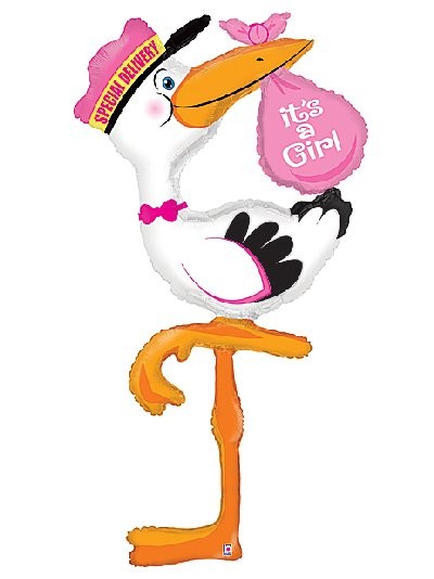 Palloncino Maxi Cicogna Rosa o Celeste
