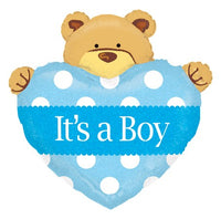 Palloncino Orsetto It's a Boy Mylar 60 cm Celeste