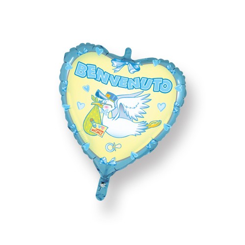 Palloncino Cuore Benvenuto Celeste