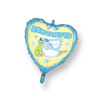 Palloncino Cuore Benvenuto Celeste Mylar 45 cm