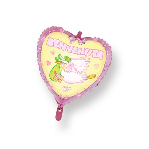 Palloncino Cuore Benvenuta Rosa