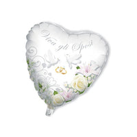 Palloncino Grande 80 cm Cuore Viva Gli Sposi Mylar Bianco