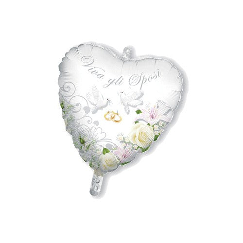 Palloncino Cuore Viva Gli Sposi 18"