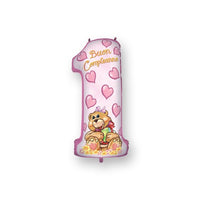 Palloncino Numero 1 Buon Compleanno Rosa Mylar 100 cm
