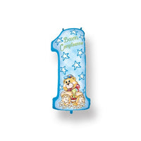 Palloncino Numero 1 Buon Compleanno Celeste Mylar 100 cm