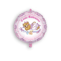 Palloncino Tondo Battesimo Rosa Mylar 45 cm