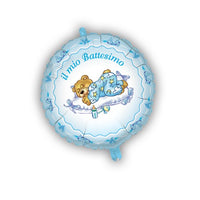 Palloncino Tondo Battesimo Celeste Mylar 45 cm