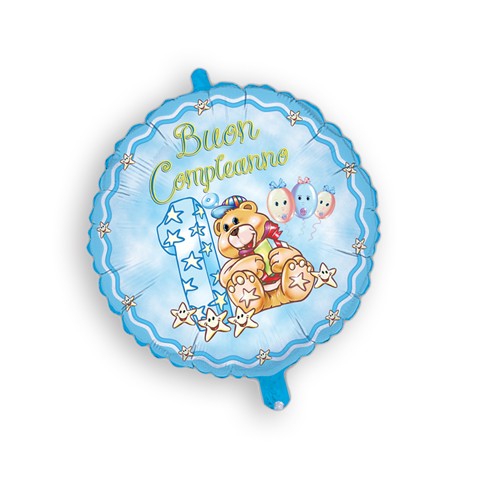 Palloncino Tondo 1 Compleanno Celeste