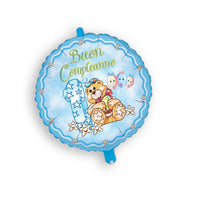 Palloncino Tondo 1° Compleanno Celeste Mylar 45 cm