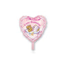 Palloncino Mini Cuore Battesimo Rosa Orsetto Mylar 23 cm