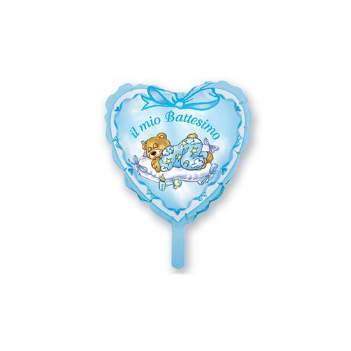 Palloncino Mini Cuore Battesimo Celeste